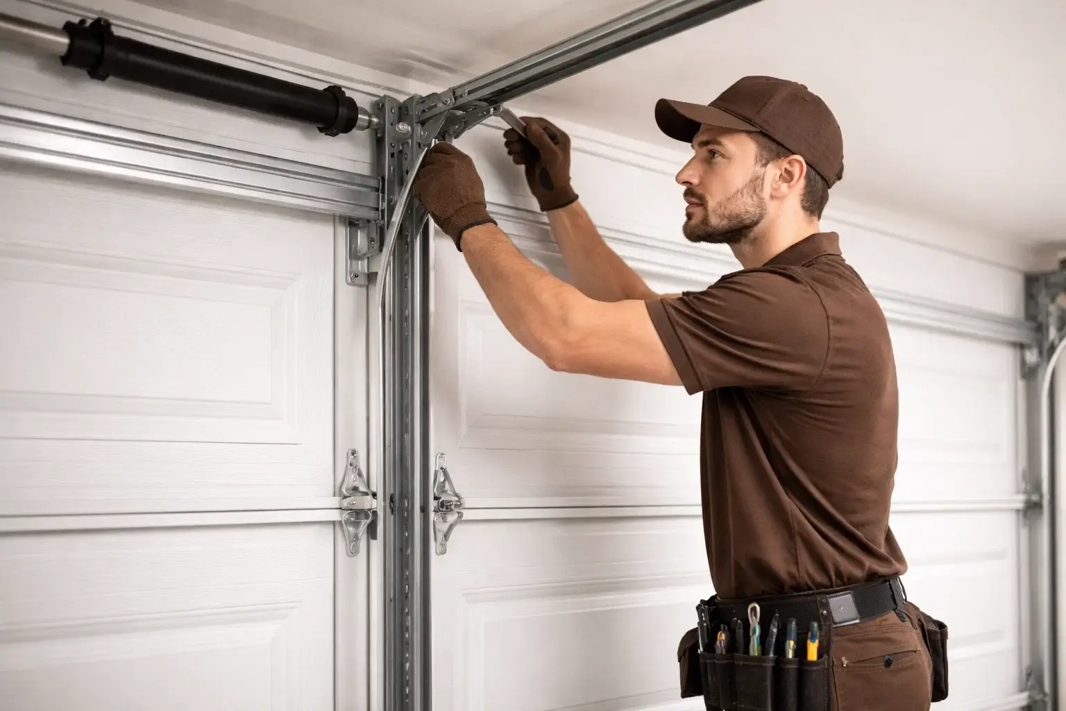Garage door track inspection and repair service