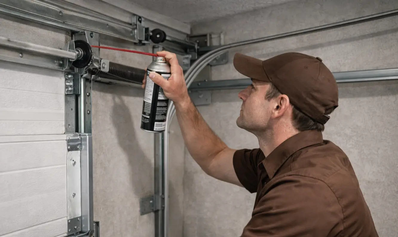 Garage door track lubrication and maintenance service